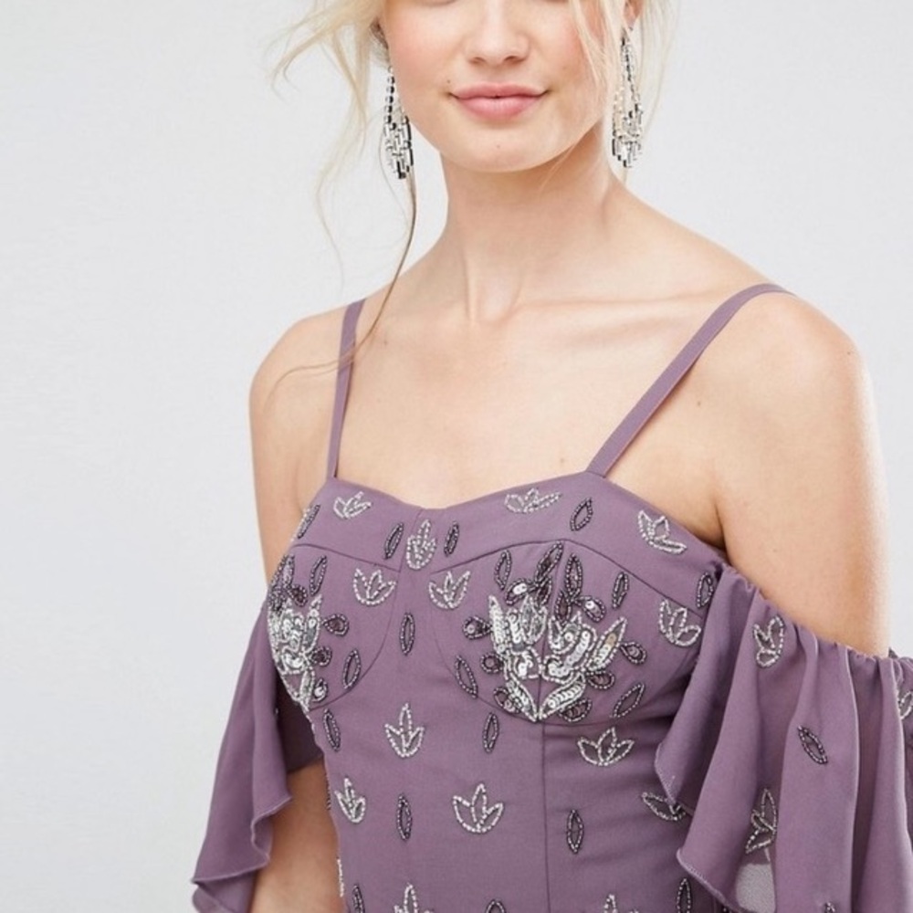 Retro style beaded evening gown